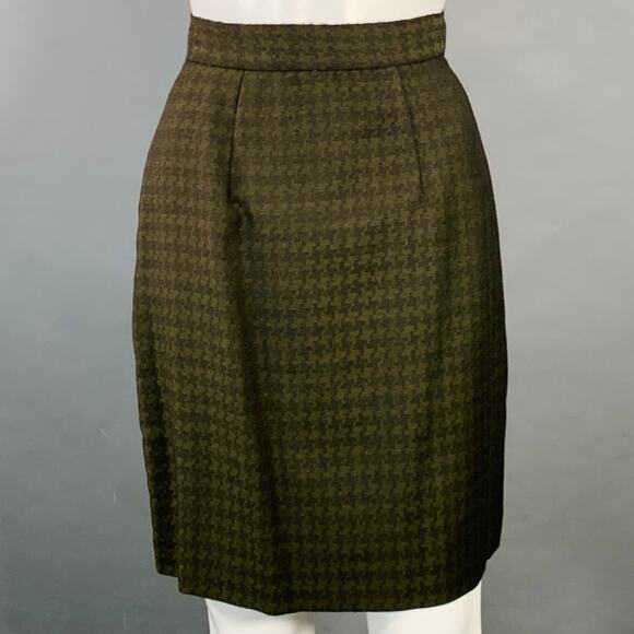 OKW Size XS Green Wool Button Down Houndstooth Mini Skirt Suit - Picture 4 of 12